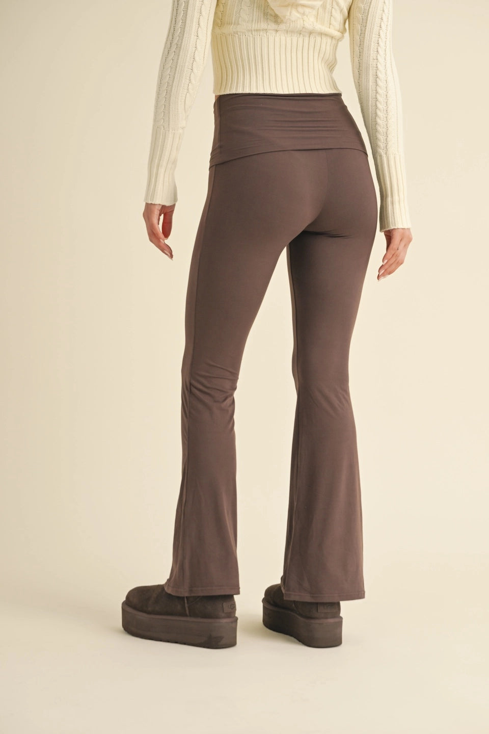 Soft Knit Foldover Flare Pants