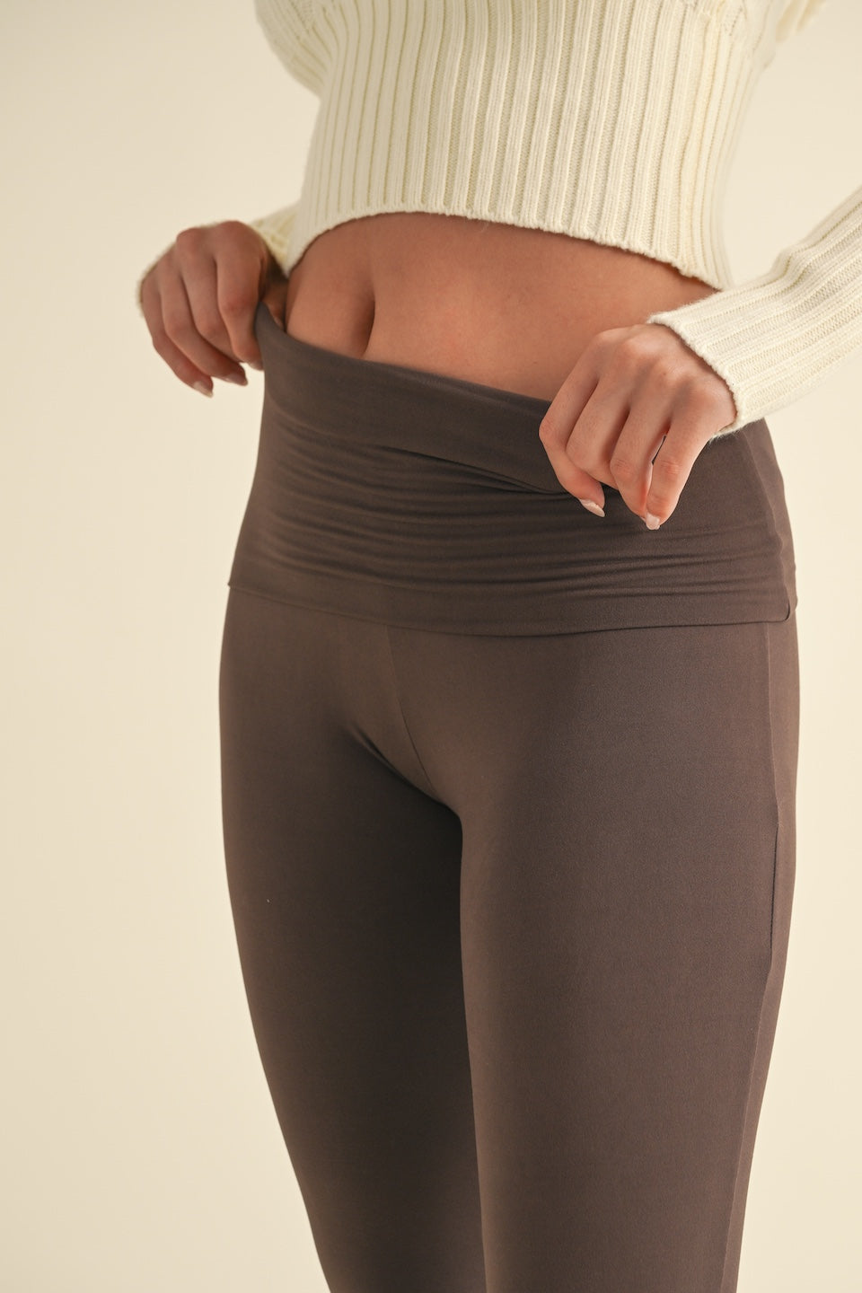 Soft Knit Foldover Flare Pants