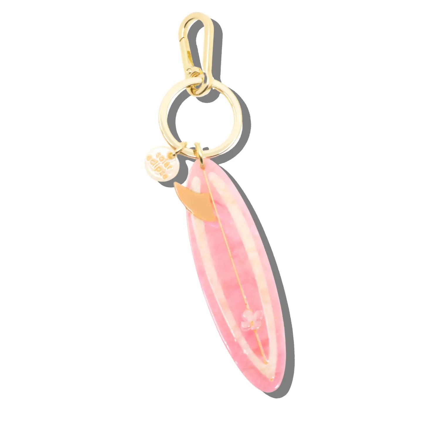 Hand-Painted Surf Board Bag Charm + Keychain - Pink