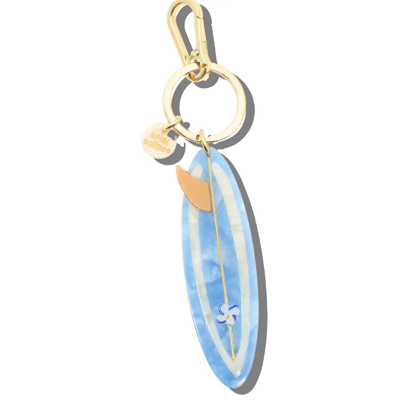 Hand-Painted Surf Board Bag Charm + Keychain - Blue