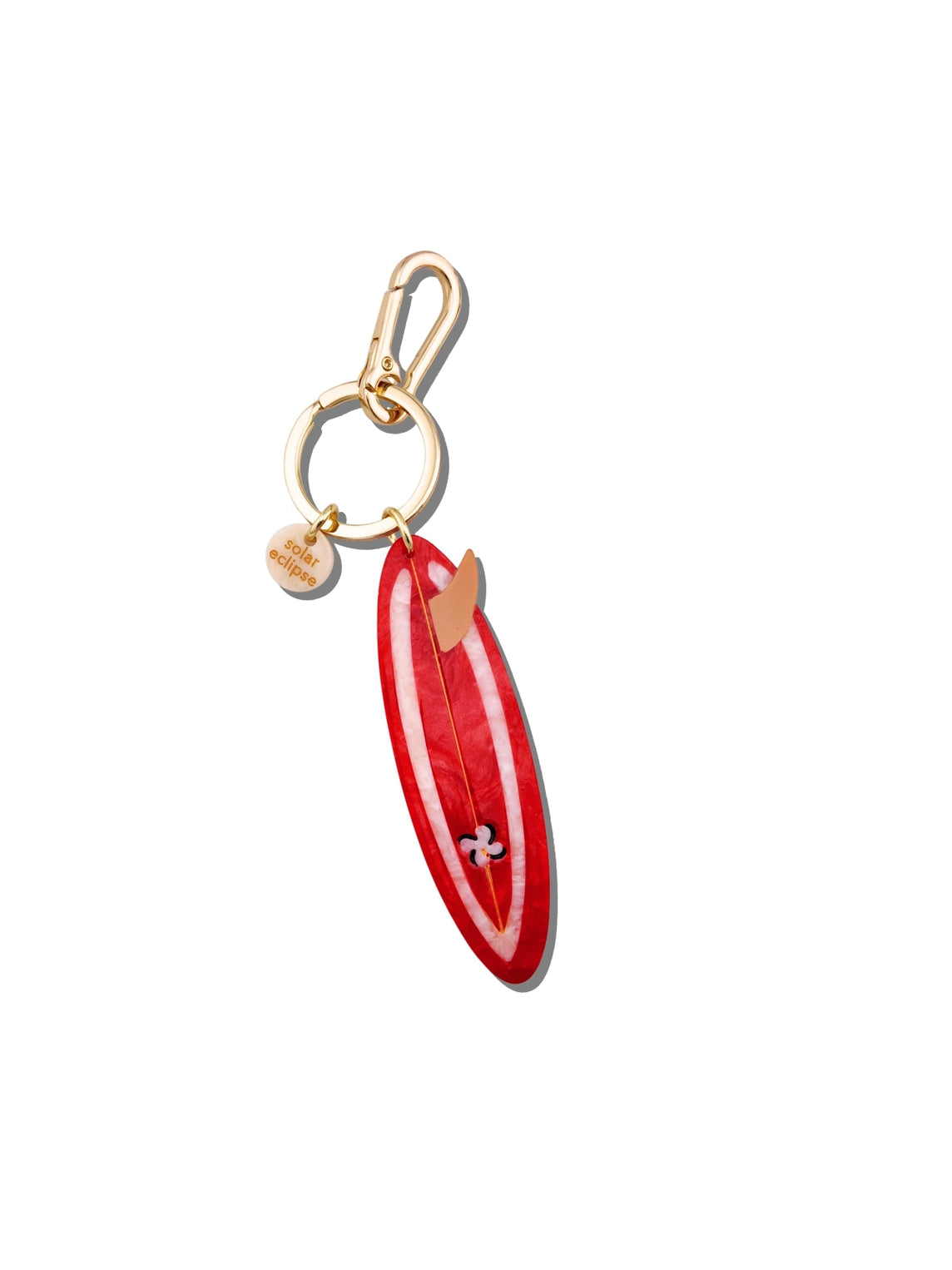 Hand-Painted Surf Board Bag Charm + Keychain - Red