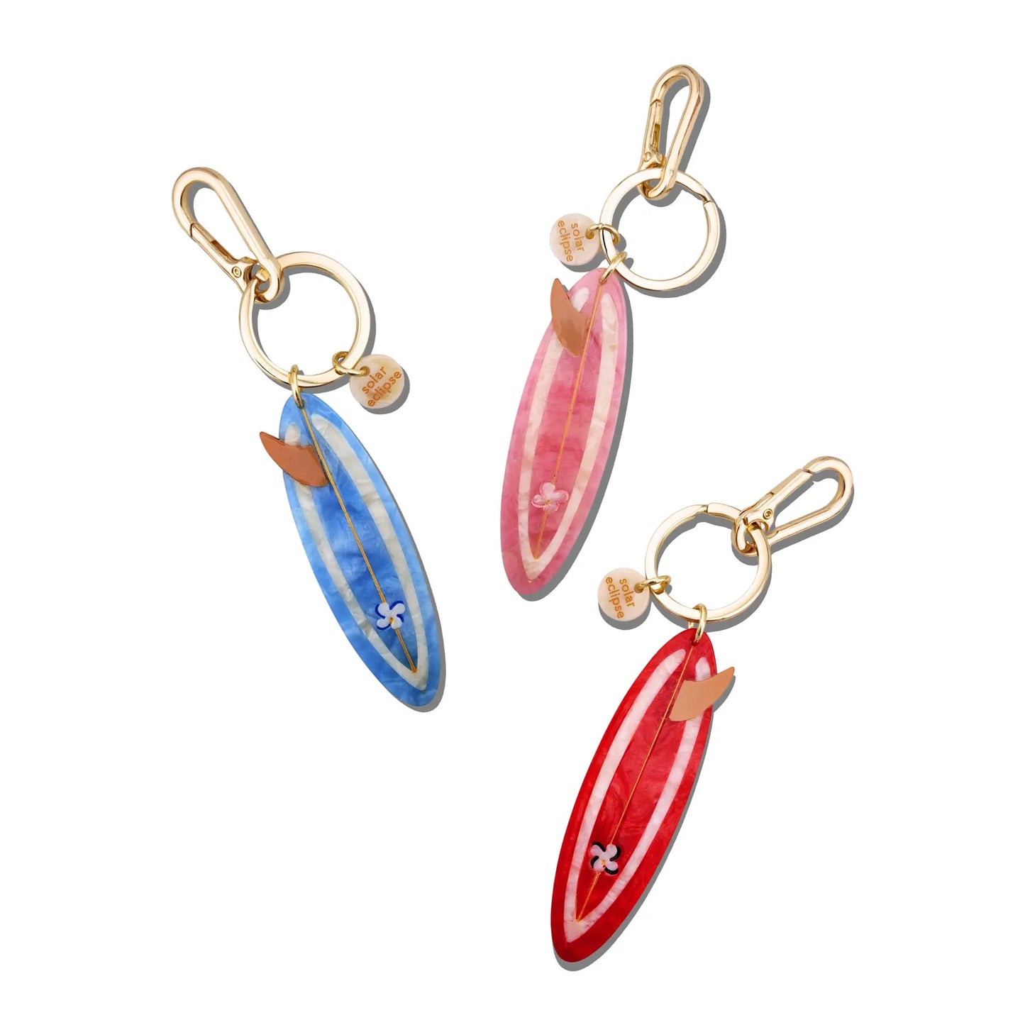 Hand-Painted Surf Board Bag Charm + Keychain - Blue