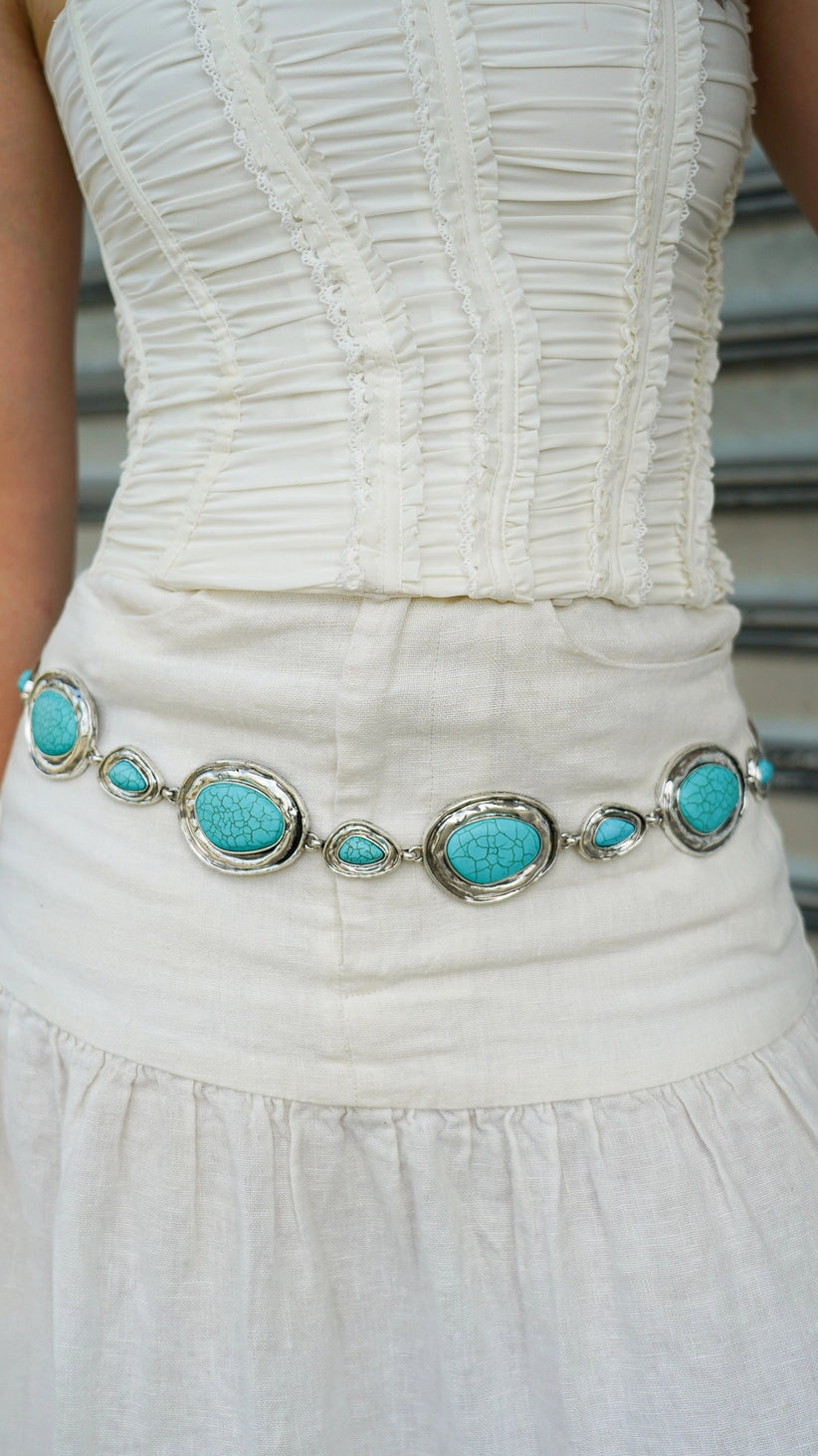 Large Turquoise Stone Chain Belt