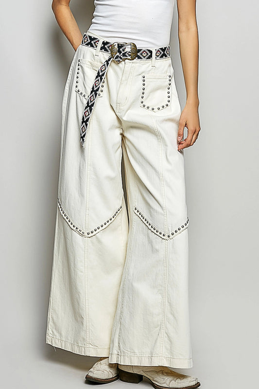Vintage High Rise Studded Wide Pants