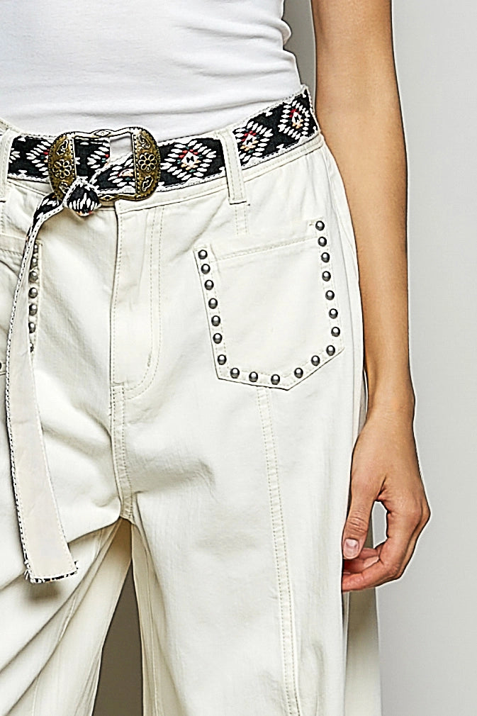 Vintage High Rise Studded Wide Pants