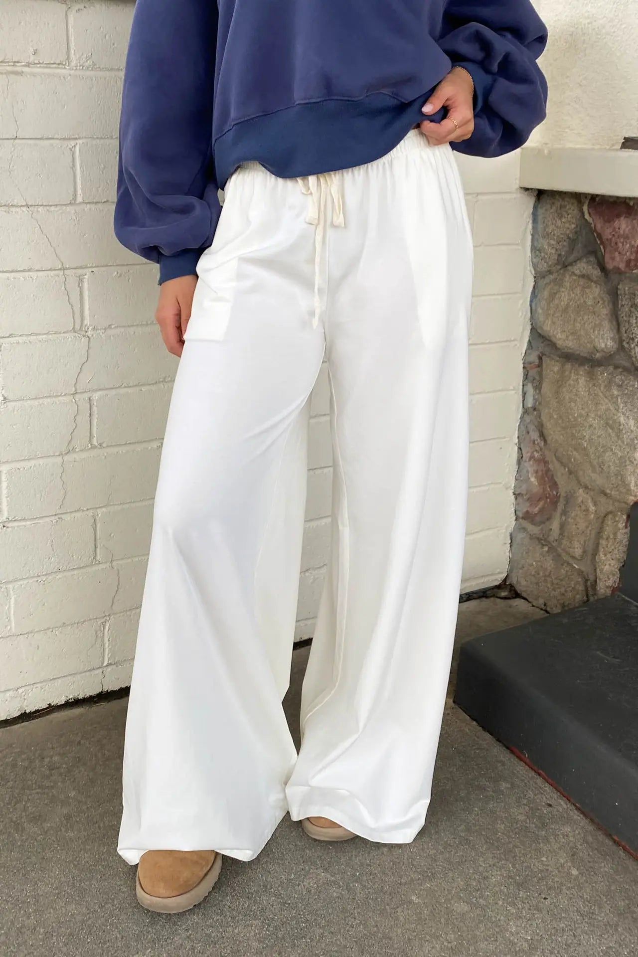 Basic Wide Leg Pants - White