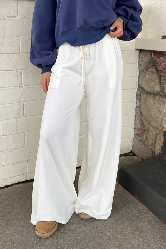 Basic Wide Leg Pants - White