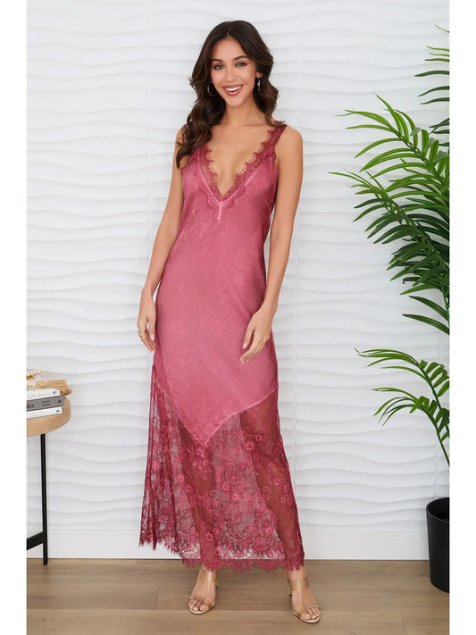 Merlot Lace Slip Dress