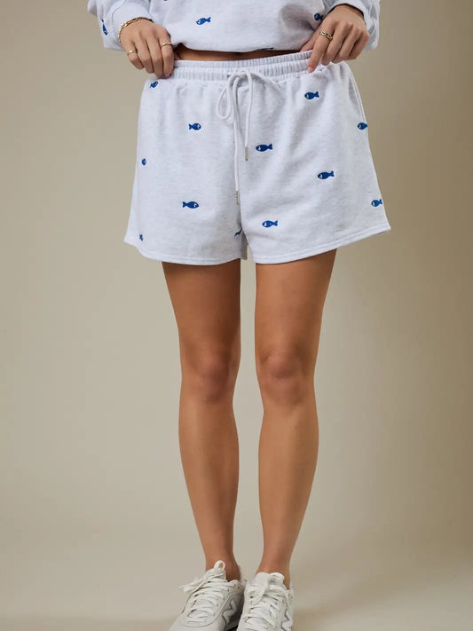 Fish Embroidered Shorts