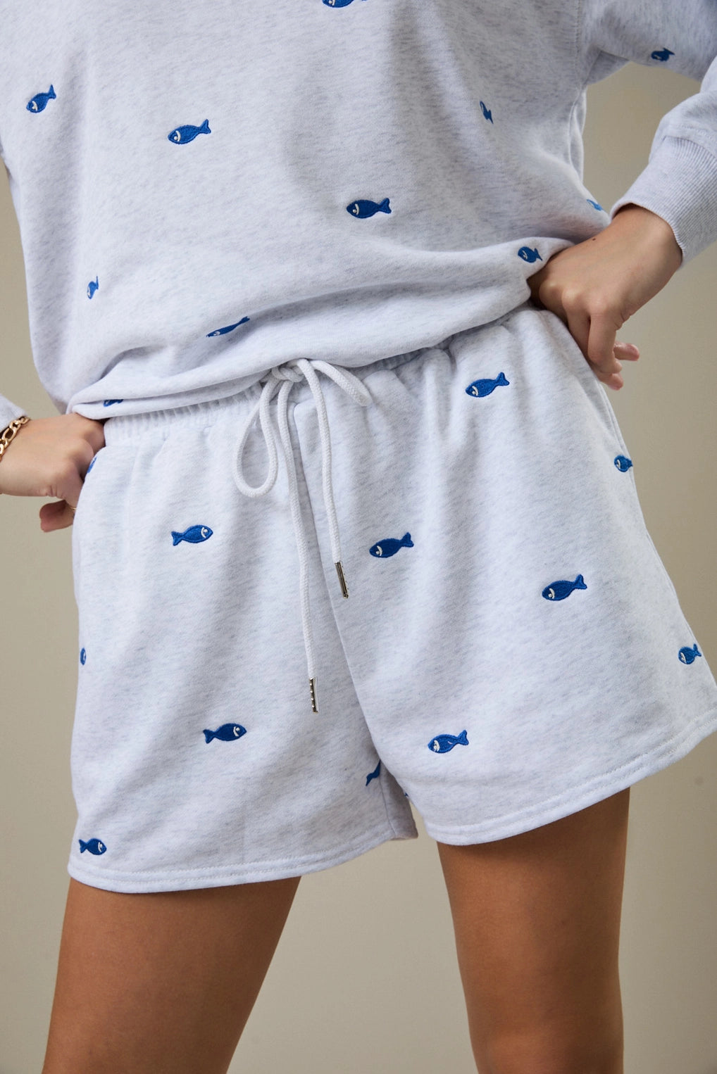 Fish Embroidered Shorts