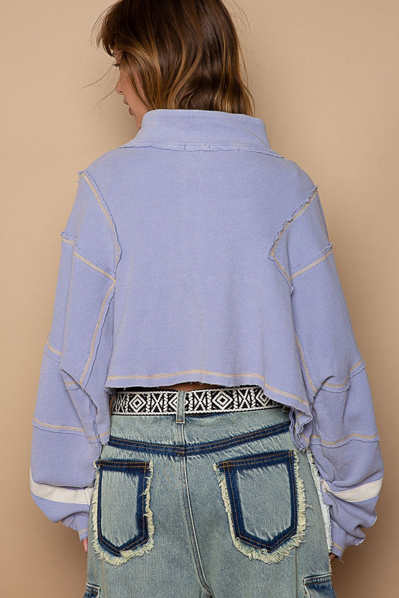 Blue Aura Cropped Zip Up